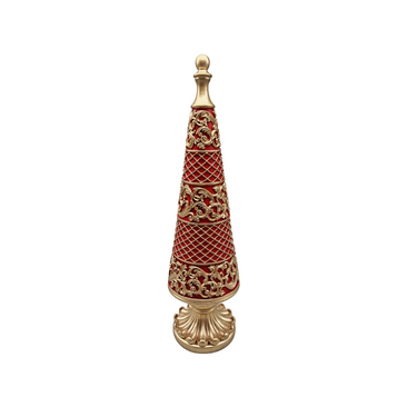 Albero Natale Statuetta Decorativa Natalizia Colore Rosso e Oro h 30 cm - Virón