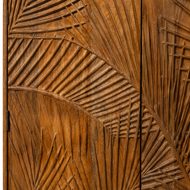 Credenza moderna in legno massello con ante decorate effetto tropicale inciso