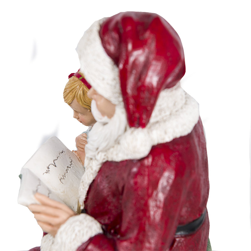 Statuetta Natalizia Decorazione Natale Santa Claus Seduto con Bambina h 31 cm - Viron.it