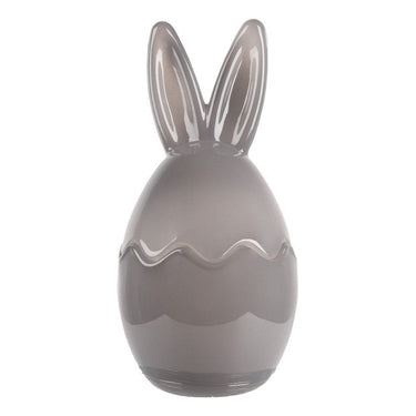 Barattolo in Vetro Decorativo Pasquale a Forma di Uovo conOrecchie Grigio – Ø9x17 cm