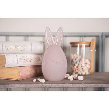 Portacioccolatini Decorativo Pasquale Forma Uovo Orecchie Vetro Rosa Ø9x17 Cm