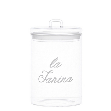 Barattolo per Farina in Vetro Borosilicato – Contenitore Cucina con Scritta “La Farina”
