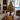 Base per albero natalizio in resina rosso oro con struttura a giostra vintage