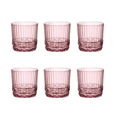 Bicchieri in Vetro Colorato Set da 6 Liliac Rose America ‘20s – Rocco Bormioli