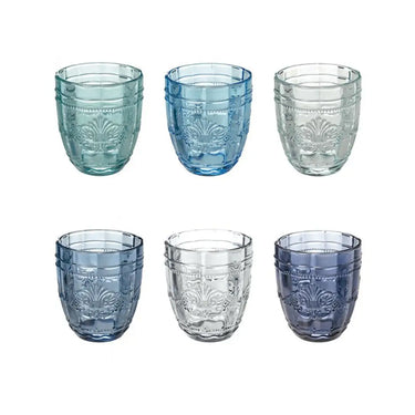 Set 6 Bicchieri Acqua in Vetro Blu Decorato Syrah Ocean – Villa D’Este