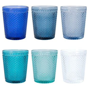 Set 6 Bicchieri Acqua in Vetro Blu 300 ml Honey Ocean - Villa D'Este
