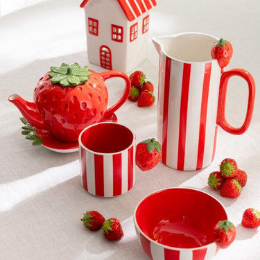 Porta Tea Light Casetta in Ceramica Rosso Arancio Set 2