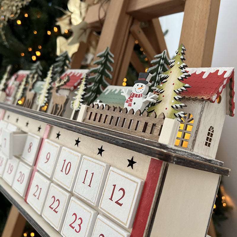 Calendario Dell'Avvento In Legno Winnie The Pooh - Ruota Girevole, Supporto, Decorazione Natalizia