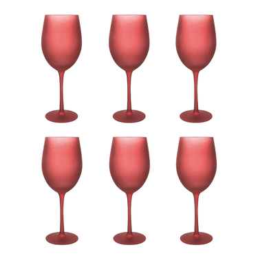 Set 6 Calici Rossi in Vetro Satinato Happy Hour 650 ml - Villa D'Este