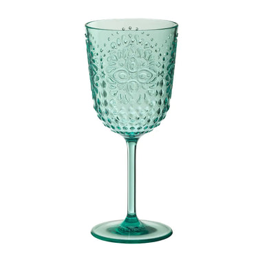 Set 6 Calici da Vino Infrangibili Colore Verde Acqua Decorato 414 ml - Zefiro