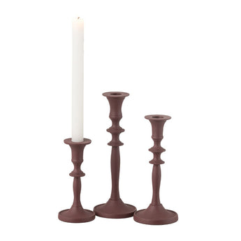 Set da 3 Candelieri in Metallo Colore Bordeaux