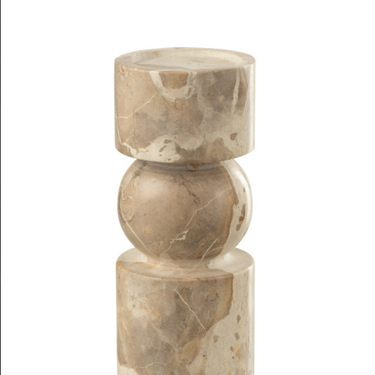 Candeliere in Marmo Beige Design Moderno per Interni h 23 cm