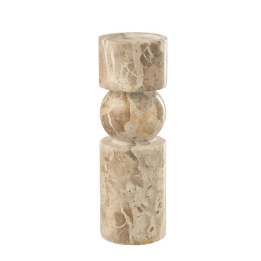 Candeliere in Marmo Beige Design Moderno h 30 cm