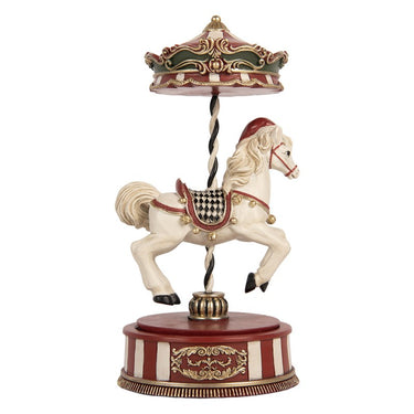 Carillon di Natale vintage con cavallo bianco e dettagli dorati