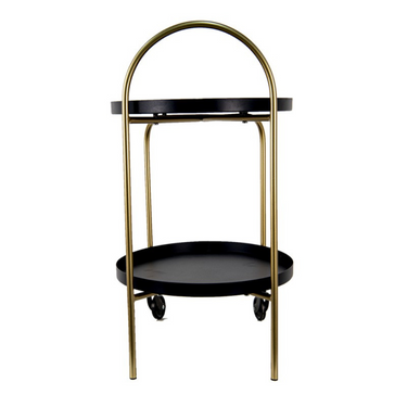 Carrello da Cucina in Ferro su Ruote Colore Oro e Nero