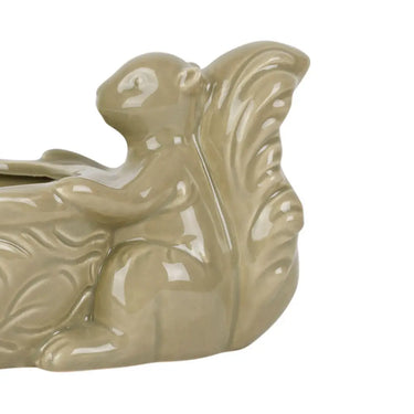 Ciotola Decorativa Scoiattolo Autunno in Gres Colore Grigio