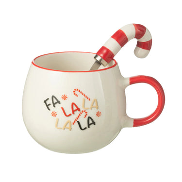 Tazza Natalizia in Ceramica con Cucchiaino Candy Cane - Fa La La