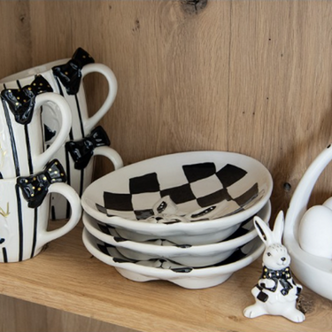Portauova decorativo pasquale in ceramica bianco e nero Ø 16 × 19 cm – Easter Table