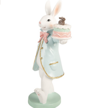 Statuetta coniglio pasquale decorativa 28 cm con torta