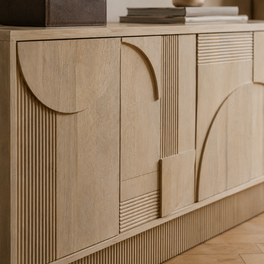 Mobile buffet contemporaneo color naturale con vani contenitore e design minimal