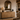 Credenza in legno naturale con ante intagliate geometriche e gambe nere in metallo