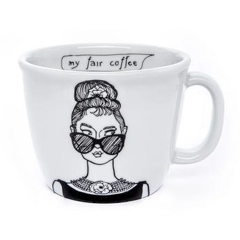 Tazza in Porcellana con Raffigurazione Audrey Hepburn Bianca e Nera - Capacità 350 ml