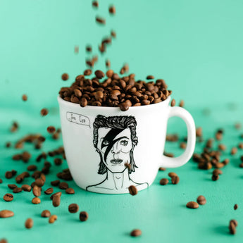 Tazza in Porcellana con Raffigurazione David Bowie Bianca e Nera - Capacità 350ml