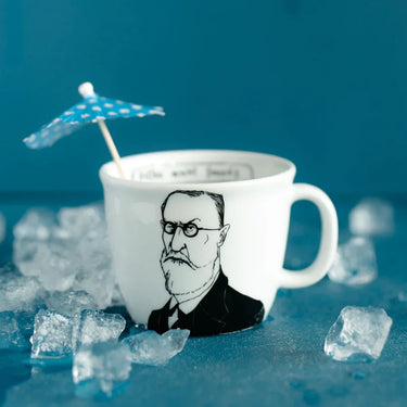 Tazza in Porcellana con Raffigurazione Sigmund Freud Bianca e Nera - Capacità 350 ml