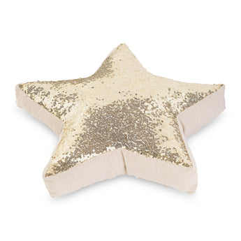 Cuscino Decorativo Stella in Tessuto con Paillettes Reversibile Colore Oro