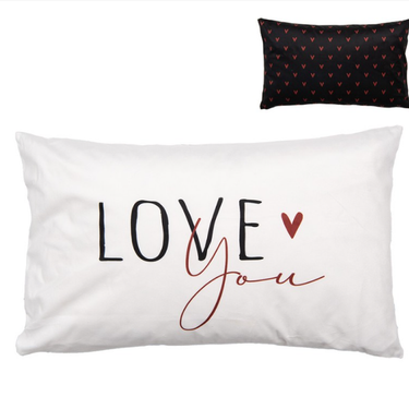 Federa per Cuscino Arredo 30×50 cm Nero e Bianco in Poliestere - Love You