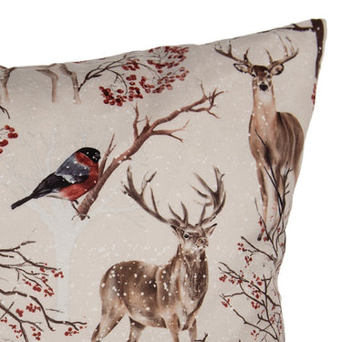 Federa per Cuscino Cervi e Pettirossi 45x45 cm Copricuscino Natalizio