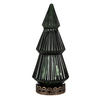 Lampada Led Decorativa Natalizia Albero di Natale in Vetro Verde h 16 cm