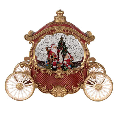 Carillon Carrozza Decorazione Natalizia Led Rosso e Oro