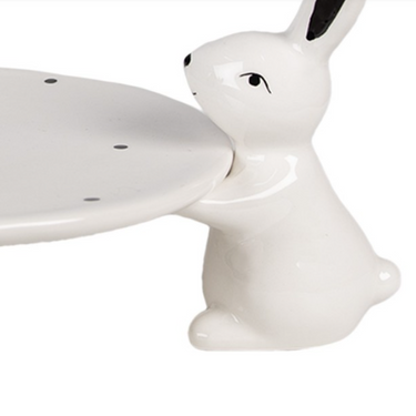 Alzata Decorativa in Ceramica Pasquale con Conigli 24×23×12 cm – Easter Table