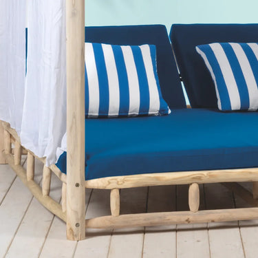 Lettino Prendisole Doppio Reclinabile per Esterno in Legno Teak h 200 cm – Eden