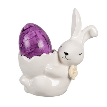 Portauovo Coniglio Pasqua 11 cm in Ceramica Bianca