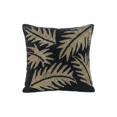 Copricuscino di Perline Oro e Nero 45x45 cm Lavorato a Mano