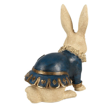 Statua Coniglio Pasqua 29 cm Beige e Blu in Poliresina