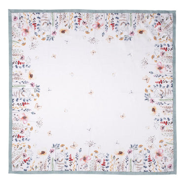 Tovaglia Quadrata in Cotone Colore Bianco Fantasia Floreale - Spring