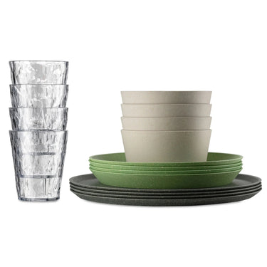 Servizio Piatti 16 pz in Termoplastica Ecologica con Bicchieri Connect Set Bergen - Koziol