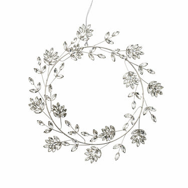 Ghirlanda Natalizia Argento con Foglie in Vetro 32 cm