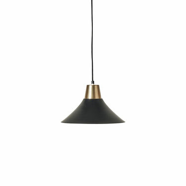 Lampadario moderno a sospensione nero e oro con paralume conico