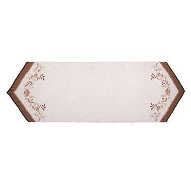 Runner Autunnale Funghi in Cotone Colore Bianco e Marrone 50x160 cm