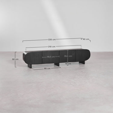 Porta TV basso in finitura nera con struttura elegante e stile moderno
