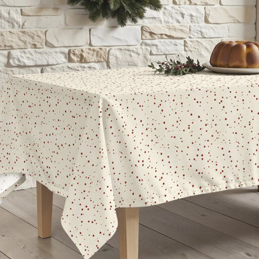 Tovaglia di Natale Beige con Stelline Rosse 155X250 cm - Merry Christmas