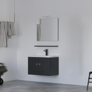 Mobile Bagno Sospeso 65 cm Antracite con Lavabo Integrato, Specchio e Mensola - Stare