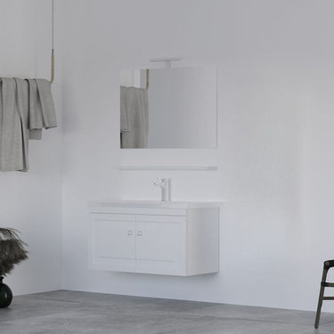 Mobile Bagno Sospeso 85 cm in Colore Bianco con Lavabo Integrato in Ceramica - Stare