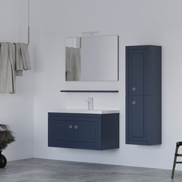 Mobile Bagno Sospeso 85 cm in Colore Iceland Blue con Lavabo e Specchio - Stare