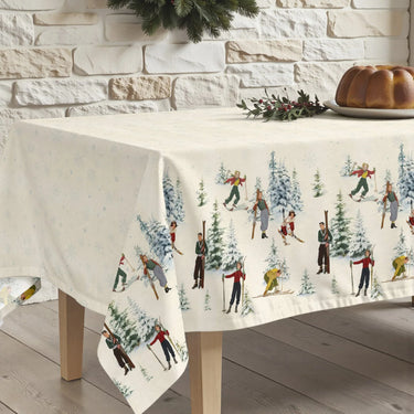 Tovaglia di Natale Beige con Sciatori 155X250 cm - New Ski