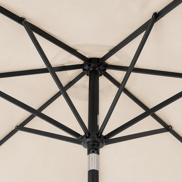 Ombrellone outdoor con palo centrale in acciaio antracite e telo beige